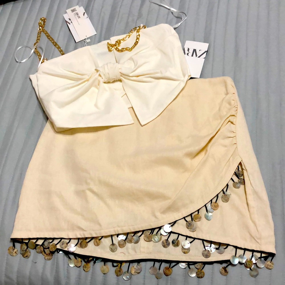 Zara Beaded linen blend mini skirt - Picture 8 of 14